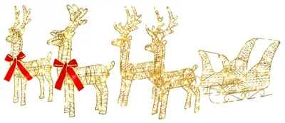 Immagine prodotto di Renna di Natale con slitta 5 pz 240 LED Bianco caldo