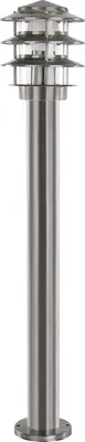 A stainless steel outdoor bollard light.