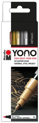Image de Marabu 1240000004008 Marabu Marqueur acrylique "YONO", 0,5 - 1,5 mm, set de 4 METAL