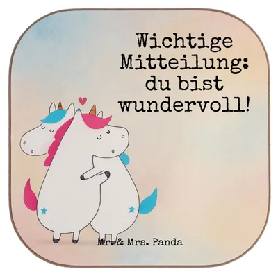 Produktbild von Mr. & Mrs. Panda Untersetzer für Gläser Einhorn Mitteilung Design - Weiß - Geschenk, Lustig, Valentinstag, Tischuntersetzer, Tasse, Unicorn, Spruch, Liebe, Coaster