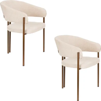 Produktbild von Dutchbone Naida Esszimmerstuhl mit Armlehne Beige - 2 er Set