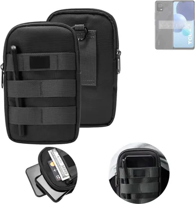 Produktbild von K-S-Trade Holster Gürtel Tasche kompatibel mit TCL 406 Handy Tasche Schutz Hülle dunkel-grau viele Fächer, 1x