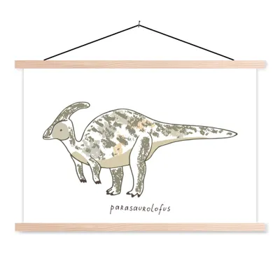 Obrázok produktu pre MuchoWow® Textilný plagát - Škôlka - Parasaurolofus - Dinosaurus - Chlapci - Dievčatá - Dieťa - 60x40cm - S hnedými lamelami