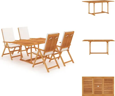 Produktbild von vidaXL 5-tlg. Garten-Essgruppe mit Kissen Massivholz Teak -  Gartenmöbel-Sets
