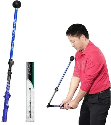 Produktbild von Golftrainingshilfe, teleskopischer Schlägertrainer, verbessert Schwenkmechanismus, Unterarmdrehung, Schulterdrehung, faltenfähiger Korrektionshilfe