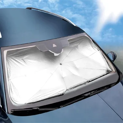 Immagine prodotto di Schermo parasole riflettente per parabrezza auto Maximex, 138x73 cm, con protezione UV. Impedisce il surriscaldamento rapido dell'abitacolo e protegge il parabrezza. Adatto per auto di classe media