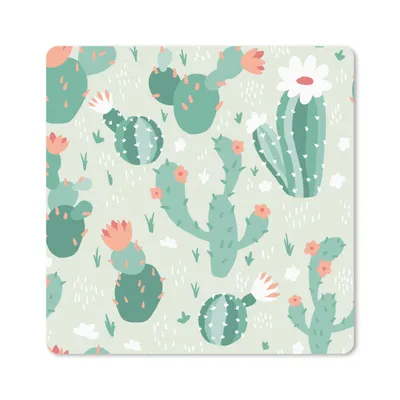 Produktbild von MuchoWow® Mauspad Mousepad Kaktus - Muster - Blume 30x30 cm - Mousepads - Maus Mat - Pad - Mausunterlage - Gaming