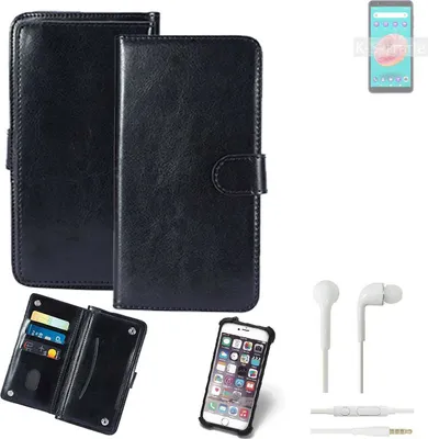 Produktbild von K-S-Trade 360° Hülle kompatibel mit ZTE Blade A3Y inkl. Headphones schwarz Kunstleder Case BookCase WalletCase Kunstlederederhülle Handyhülle,