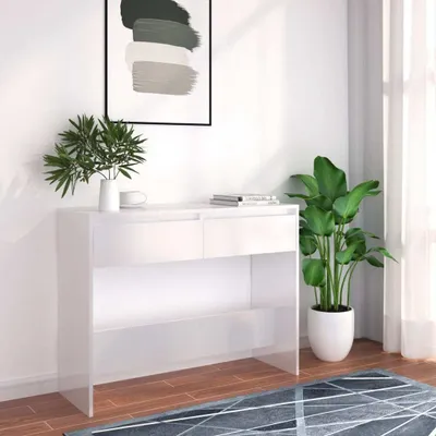 Obrázok produktu pre Nábytok Konzolový stolík biely 100x35x76,5 cm materiál na báze dreva - Rozkladací stolík 809836