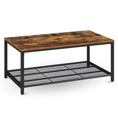 Produktbild von holz4home® Couchtisch Connie mit Gitterablage I 106x60x45cm I Industrial-Look Braun I Wohnzimmertisch Teetisch Vintage Sofatisch I Beistelltisch