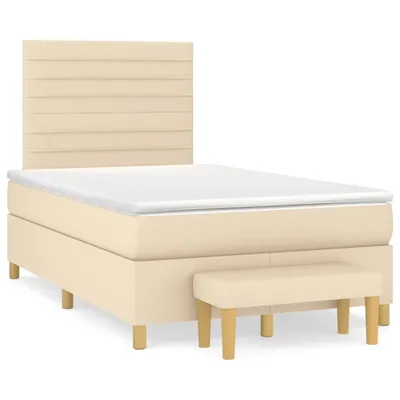 Produktbild von vidaXL Boxspringbett mit Matratze Creme 120x200 cm Stoff