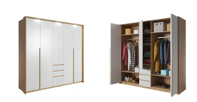 Produktbild von Schlafzimmer Komplett-Set Dior Schlafzimmerprogramm, Schlafzimmermöbe,bestehend aus Bett mit Liegefläche 160x200 cm,Nachttische,Schrank,Kommode 13 (Schrank 230)