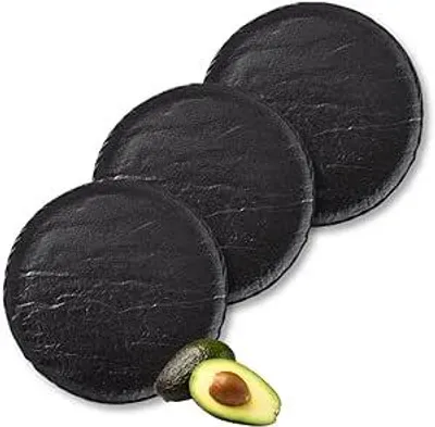 Image de Wilmax Assiette ronde 20,5 cm, lot de 3, SlateStone Noir WL-661124/A3