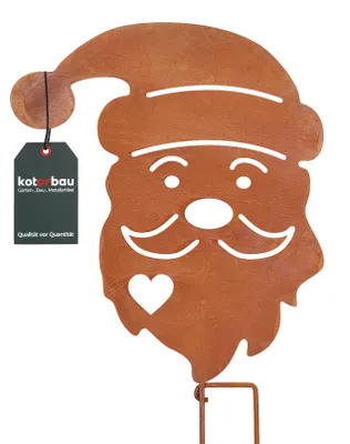 Produktbild von KOTARBAU® Gartendekoration Rostfiguren 55 cm Weihnachtsmannkopf Weihnachtsdeko Garten Ecorost Gartenstecker Weihnachten Gartenfiguren & Gartenstatuen Roststecker Gartendeko für Draußen Edelrost