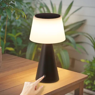 Image de ZMH Lampe de table solaire rechargeable Lampe de chevet sans fil Led Lampe de table 3600mhA Rechargeable Touch Dimmable Lampe noire avec batterie USB Lampes de table pour salon moderne Chambre à coucher Extérieur