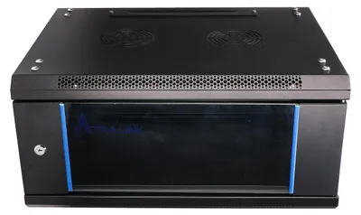 Productafbeelding van Extralink 19-inch rackkast, 4U, 600x450 mm, zwart – wandmontabele server- en netwerkdistributiekast