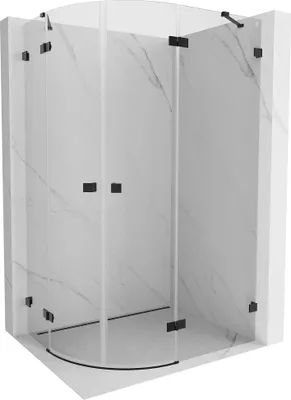 Image de Mexen Lunar cabine de douche quart de cercle pivotante droite 100 x 80 cm, transparent, noir - 833-100P-080L-70-00