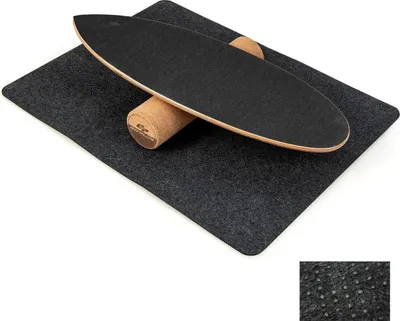Image de Planche d'équilibre en bois, planche oscillante avec roue et couverture, kit de planche d'équilibre 3 en 1, noir