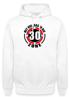 Produktbild von Spreadshirt 30. Geburtstag | Vollgas In Die 30 Zone Uni Hoodie, 4XL, Weiß