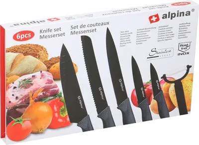 Obrázok produktu pre Sada nožov Alpina 5 nožov a škrabka na mäso