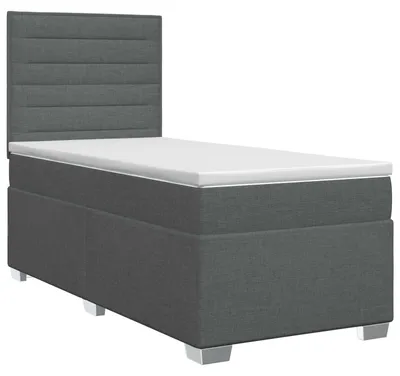 Imagen del producto de Cama con somier y colchón de la marca vidaXL, color gris oscuro, dimensiones 80 x 200 cm, tapizada en tela