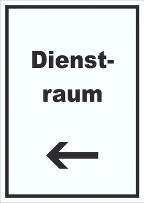 Produktbild von Dienstraum Schild mit Text und Richtungspfeil links Büro hochkant A6 (105x148mm)