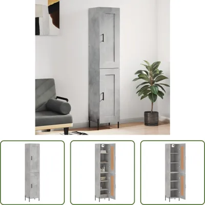 Produktbild von The Living Store Highboard Betongrau 34,5x34x180 cm Holzwerkstoff