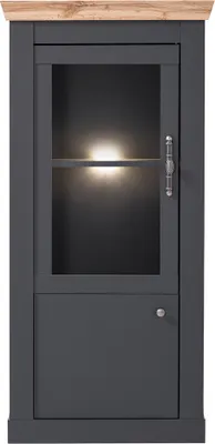Produktbild von Vitrinenschrank inkl. Beleuchtung CESENA-61 in anthrazit mit Wotan Eiche Nb., B/H/T ca. 72/146/38 cm