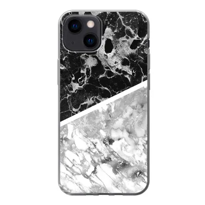 Produktbild von MuchoWow® Handyhülle Schutzhülle Hülle für iPhone 13 mini Marmor - Schwarz - Weiß - Luxus Silikon Softcase Handy Hülle - Softcase