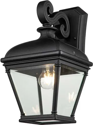 Produktbild von Außenwandlampe Aluminium Glas 42,2 cm hoch IP44 Schwarz E27 Vintage Design Außenlampe Wand