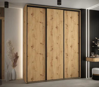 Produktbild von Kleiderschrank ASIRI 1 - 200/45 cm, Artisan-Eiche / Schwarz