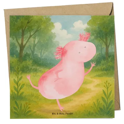 Produktbild von Mr. & Mrs. Panda Grußkarte Axolotl Tanzen Design - Weiß - Geschenk, Sterne, Freundin, Klappkarte, faltkarte, gut Gelaunt, Freudig, Glückwunschkarte, Molch, anlasskarte