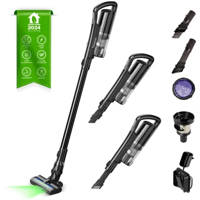 Obrázek produktu pro TurboTronic ZL6 aku vysavač 2v1 černý, tyčový a ruční vysavač, 120 W, 11 kPa sací výkon, laserová podlahová hubice, cyklonová technologie, Hepa filtr