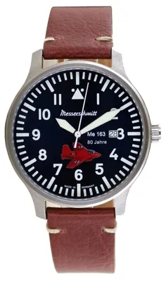 Produktbild von Aristo Herren Messerschmitt Uhr Fliegeruhr - Komet 80 Jahre - ME163-BLAU80 Leder