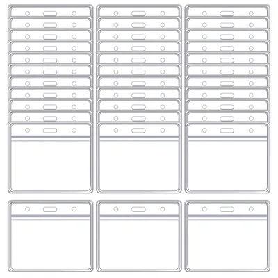 Image de 50 pochettes transparentes pour cartes d'identité, badges nominatifs imperméables pour l'école, le bureau, l'entreprise, les salons professionnels