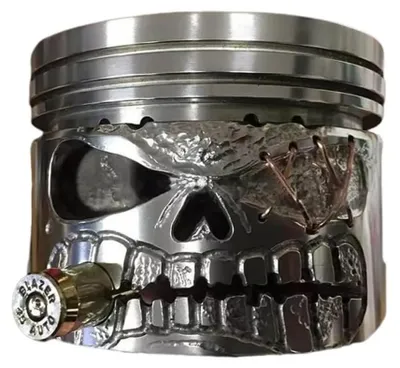 Schädel-Skulptur aus Kunstharz, silber, 14x14x6 cm