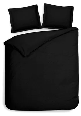 Produktbild von Heckettlane Moonless-Black Bettbezug Punto - 155x220 cm + 1 Kissenbezug 80x80 cm - Hergestellt aus 100% Baumwoll-Satin