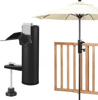 Produktbild von Ultiluxe Parasolhalter - Terrassen-Parasol Klemme - Parasol Befestigung - 15,5 x 10 cm - Verstellbar - Metall - Schwarz