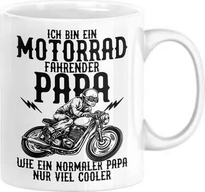 Produktbild von Motorrad Papa Tasse Geschenk Motorradfahrer Vatertag Geschenkidee Ich Bin Ein Motorrad Fahrender Papa Wie Ein Normaler Papa Nur Viel Cooler Kaffee-Becher (Weiß)
