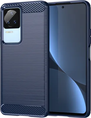 Produktbild von Redmi K50 Hülle, Carbon-Faser TPU Silikon Stoßfest Schutzhülle für Xiaomi Redmi K50 / K50 Pro Blau