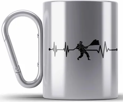 Produktbild von Trendation - Feuerwehr Herzschlag Geschenk Edelstahl Tasse Karabiner Feuerwehrmann Geschenkidee Lustig Männer (Silber)