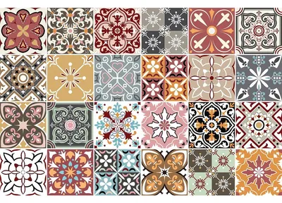 Image de Autocollants imitation carrelage pour la cuisine et la salle de bains – 24 autocollants imitation carrelage en ciment Sevrinia Azulejos – 24 autocollants, 40 x 40 cm