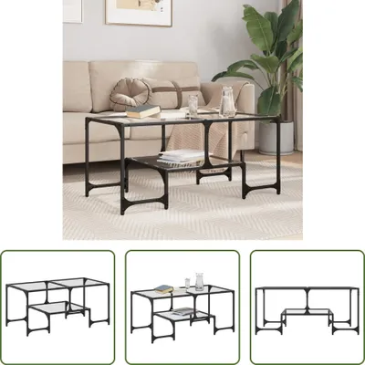 Immagine prodotto di The Living Store Tavolino con piano in vetro trasparente 98,5x50x45 cm Acciaio
