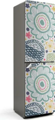 Produktbild von Realistisches Blumenmuster – Kühlschrank Aufkleber – Klebefolie Kühlschrank – Kühlschrank Nachbildung – Kühlschrankfolie selbstklebend – Küchen Nachbildungation – 60x205 cm