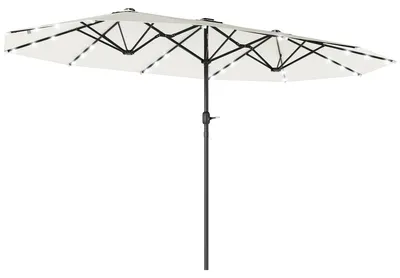 Obrázek produktu pro Outsunny Slunečník s LED Dvojitý slunečník 440 x 256 cm Zahradní slunečník bílý