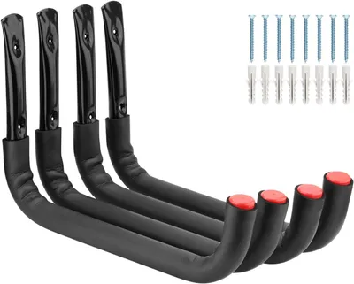 Immagine prodotto di Gancio a parete, dimensioni 27 cm x 39 cm, capacità di carico 45 kg, ideale per garage, colore nero e rosso