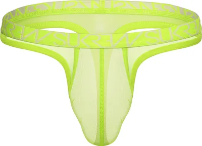 Image de SUKREW - Sous-vêtement String Hommes - Sheer Low-rise Thong Acid Yellow - 1x Taille XS