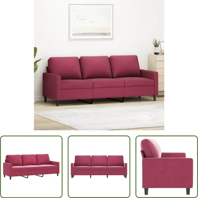 Produktbild von The Living Store 3-Sitzer-Sofa Weinrot 180 cm Samt