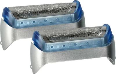 Produktbild von vhbw 2x Scherfolie kompatibel mit Braun 5730, 5734, 2878, 5733, CruZer3, 2874, CruZer1, 2876, 5732, CruZer2 Elektrorasierer + Rahmen, silber/blau