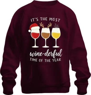Produktbild von It's the Most wine-derful Time of the Year Weinliebhaber Geschenk Uni Sweatshirt Pullover, Burgundy, L